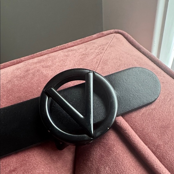 Valentino Black Leather Belt with Signature Buckle main image 4